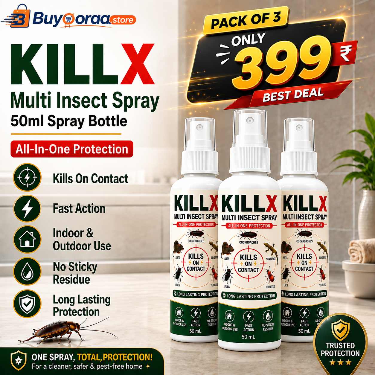 ✨HOT SELL 60% Off TODAY✨LIMITED OFFER 🔥KILLX Multi Insect Spray Buy 1 Get 2 Free
