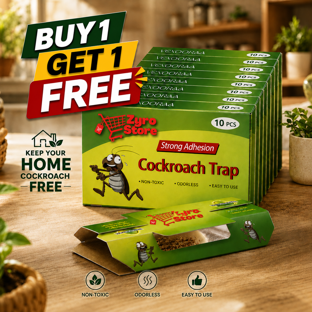 ✨HOT SELL 50% Off TODAY✨ BUY 1 GET 1 FREE ✨ LIMITED OFFER 🔥Cockroach Trap 🪳(20 PCS) | Strong Adhesive | Non-Toxic & Odorless | Easy to Use | Indoor Roach Killer