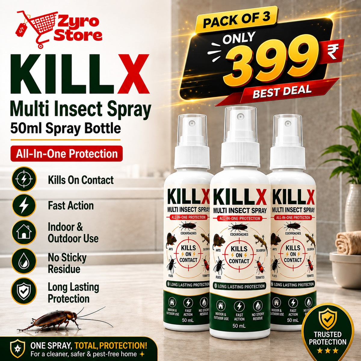 ✨HOT SELL 60% Off TODAY✨LIMITED OFFER 🔥KILLX Multi Insect Spray Buy 1 Get 2 Free